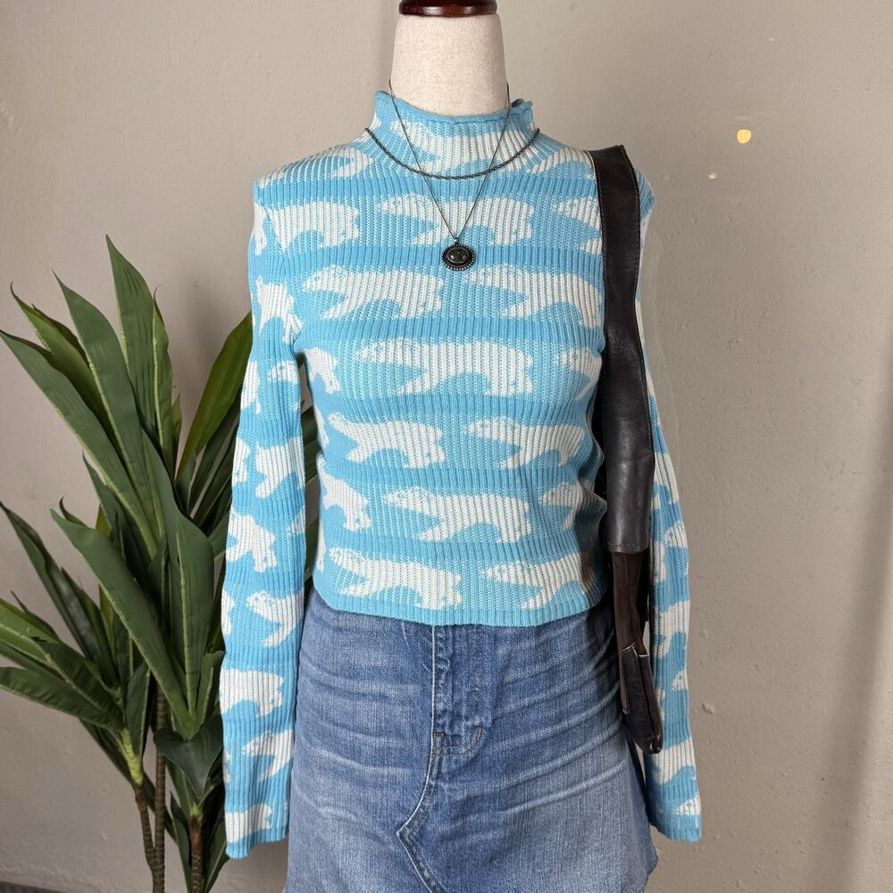 BDG Urban Outfitters Polar Bear Cropped Sweater XS Y2K Girly Grunge Indie Sleaze